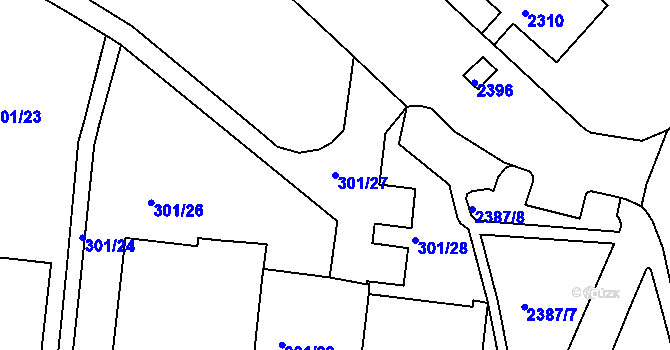Parcela st. 301/27 v KÚ Nový Lískovec, Katastrální mapa