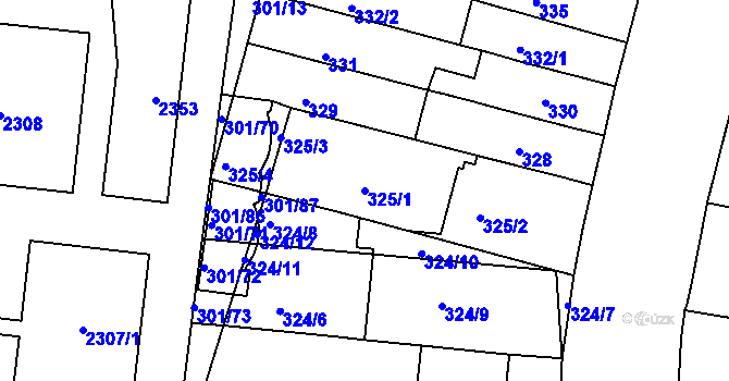 Parcela st. 325/1 v KÚ Nový Lískovec, Katastrální mapa