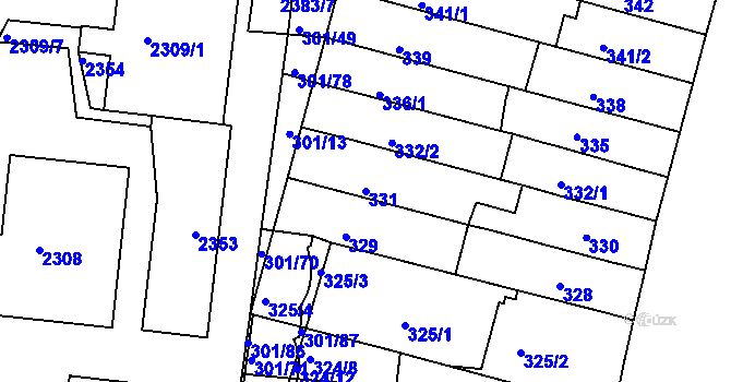 Parcela st. 331 v KÚ Nový Lískovec, Katastrální mapa