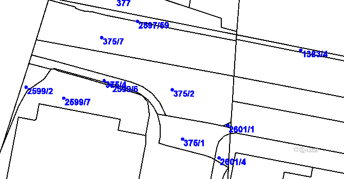 Parcela st. 375/2 v KÚ Nový Lískovec, Katastrální mapa