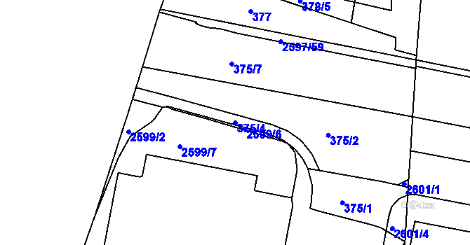 Parcela st. 375/4 v KÚ Nový Lískovec, Katastrální mapa