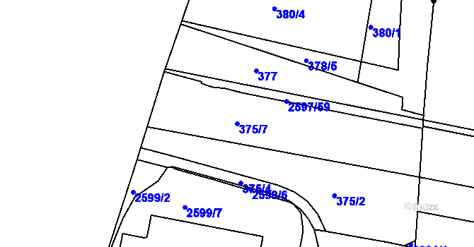 Parcela st. 375/7 v KÚ Nový Lískovec, Katastrální mapa