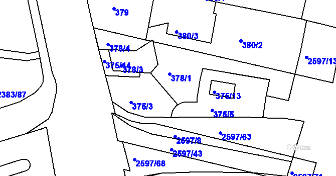Parcela st. 376/2 v KÚ Nový Lískovec, Katastrální mapa