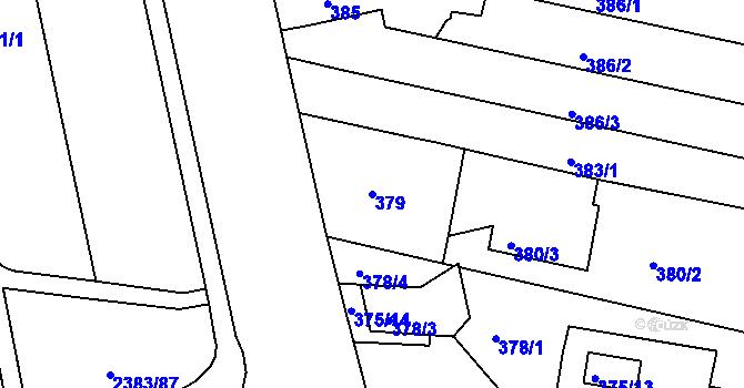 Parcela st. 379 v KÚ Nový Lískovec, Katastrální mapa