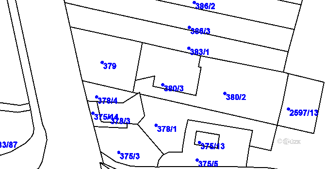 Parcela st. 380/3 v KÚ Nový Lískovec, Katastrální mapa