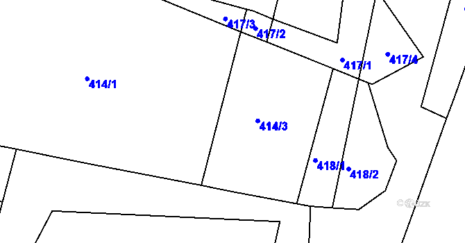 Parcela st. 414/2 v KÚ Nový Lískovec, Katastrální mapa