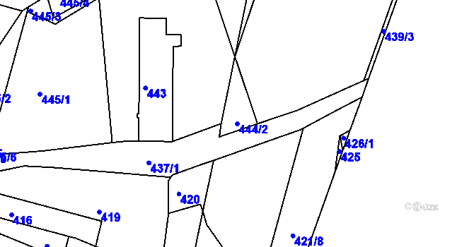 Parcela st. 444/2 v KÚ Nový Lískovec, Katastrální mapa