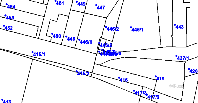 Parcela st. 445/7 v KÚ Nový Lískovec, Katastrální mapa