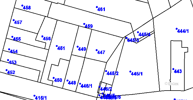 Parcela st. 447 v KÚ Nový Lískovec, Katastrální mapa