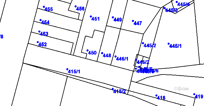 Parcela st. 448 v KÚ Nový Lískovec, Katastrální mapa