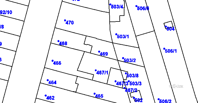 Parcela st. 469 v KÚ Nový Lískovec, Katastrální mapa