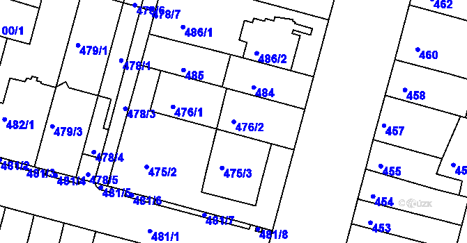 Parcela st. 476/2 v KÚ Nový Lískovec, Katastrální mapa
