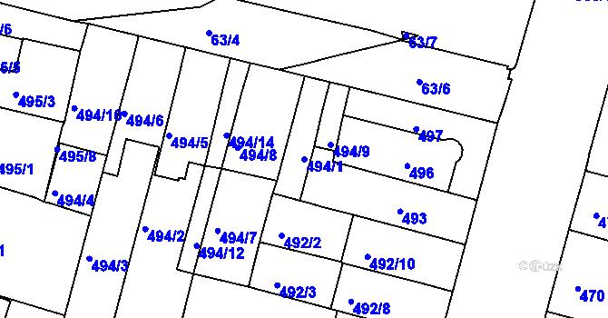 Parcela st. 494/1 v KÚ Nový Lískovec, Katastrální mapa