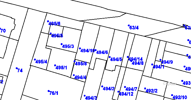 Parcela st. 494/6 v KÚ Nový Lískovec, Katastrální mapa