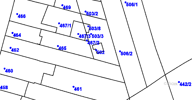 Parcela st. 502 v KÚ Nový Lískovec, Katastrální mapa