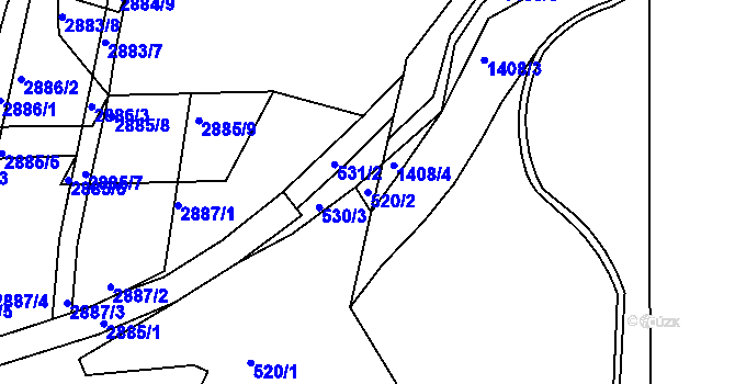 Parcela st. 520/2 v KÚ Nový Lískovec, Katastrální mapa