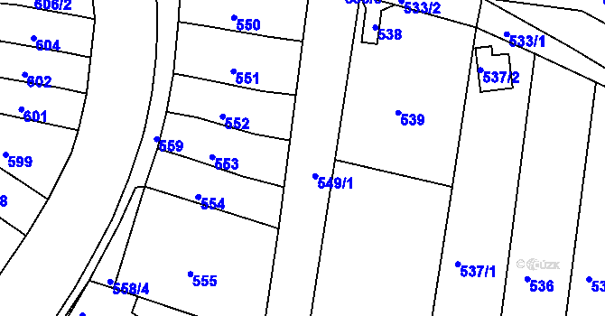 Parcela st. 557/3 v KÚ Nový Lískovec, Katastrální mapa