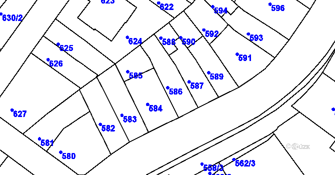 Parcela st. 586 v KÚ Nový Lískovec, Katastrální mapa