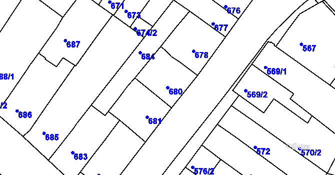 Parcela st. 680 v KÚ Nový Lískovec, Katastrální mapa
