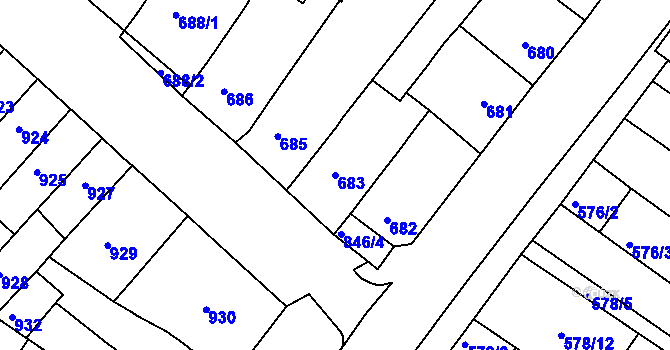 Parcela st. 683 v KÚ Nový Lískovec, Katastrální mapa