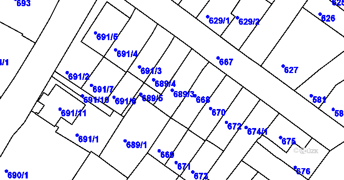 Parcela st. 689/3 v KÚ Nový Lískovec, Katastrální mapa