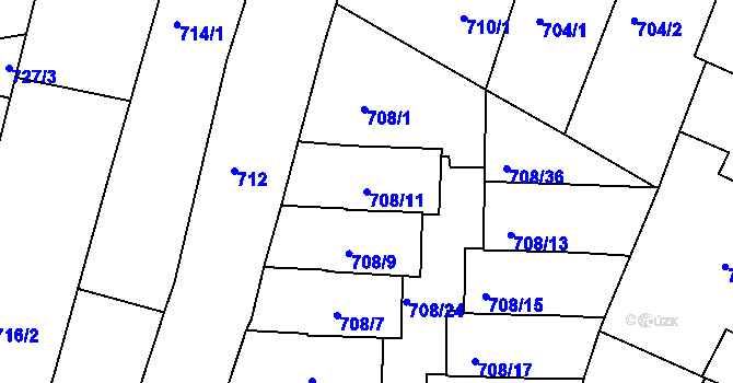 Parcela st. 708/11 v KÚ Nový Lískovec, Katastrální mapa