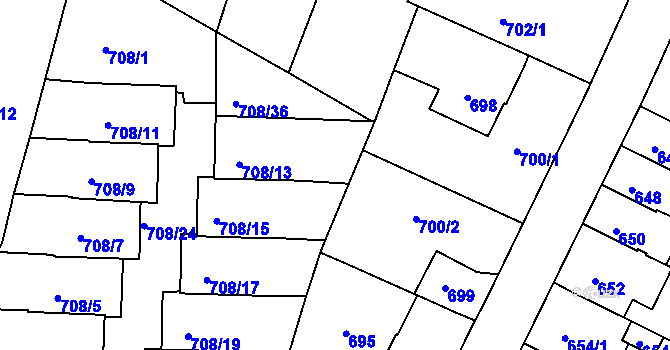 Parcela st. 708/14 v KÚ Nový Lískovec, Katastrální mapa