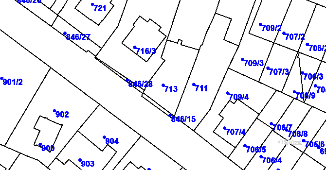 Parcela st. 713 v KÚ Nový Lískovec, Katastrální mapa