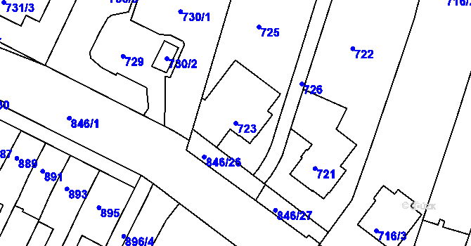 Parcela st. 723 v KÚ Nový Lískovec, Katastrální mapa