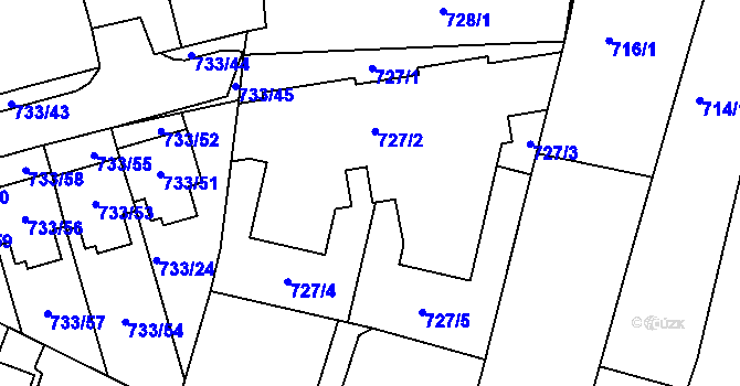 Parcela st. 727 v KÚ Nový Lískovec, Katastrální mapa