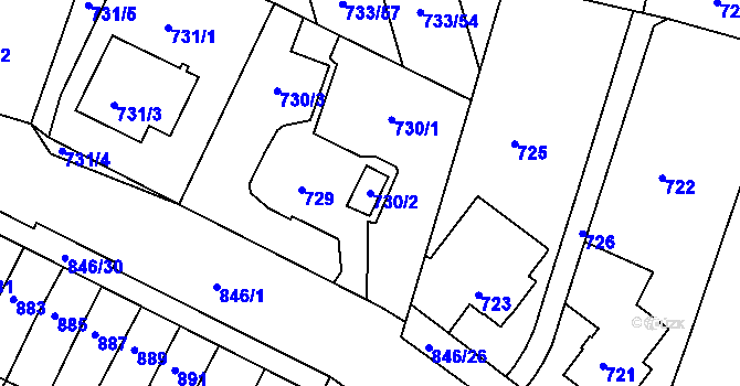 Parcela st. 730/2 v KÚ Nový Lískovec, Katastrální mapa
