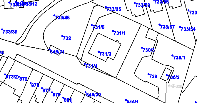 Parcela st. 731/3 v KÚ Nový Lískovec, Katastrální mapa