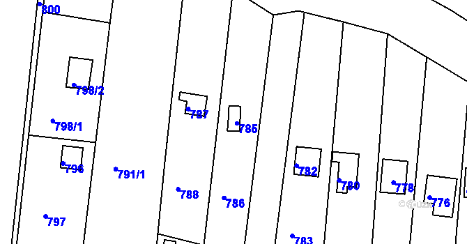 Parcela st. 785 v KÚ Nový Lískovec, Katastrální mapa