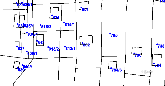 Parcela st. 802 v KÚ Nový Lískovec, Katastrální mapa