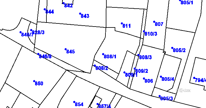 Parcela st. 808/1 v KÚ Nový Lískovec, Katastrální mapa