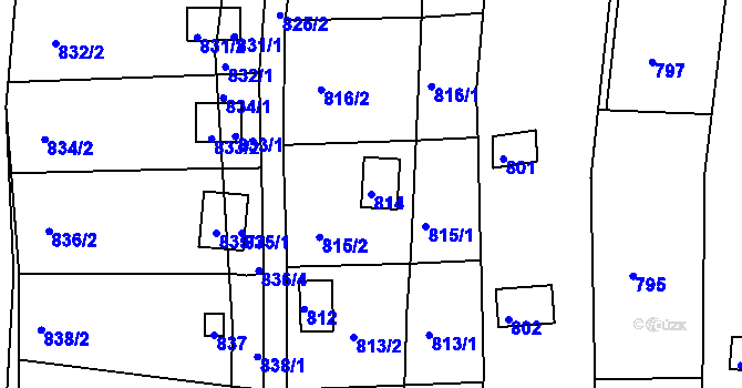 Parcela st. 814 v KÚ Nový Lískovec, Katastrální mapa