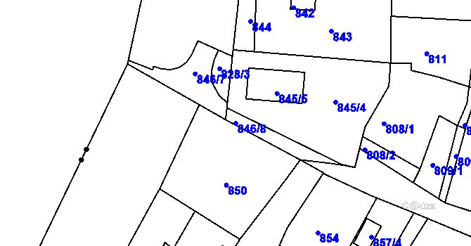 Parcela st. 846/8 v KÚ Nový Lískovec, Katastrální mapa