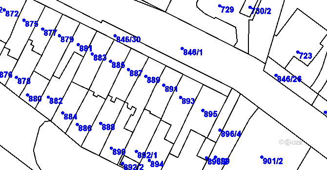 Parcela st. 891 v KÚ Nový Lískovec, Katastrální mapa