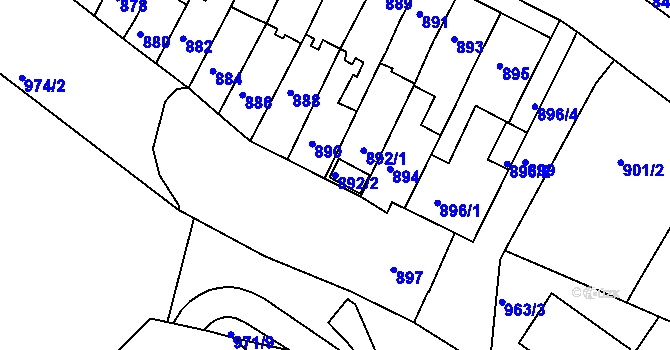Parcela st. 892/2 v KÚ Nový Lískovec, Katastrální mapa
