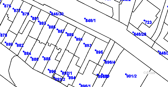 Parcela st. 893 v KÚ Nový Lískovec, Katastrální mapa