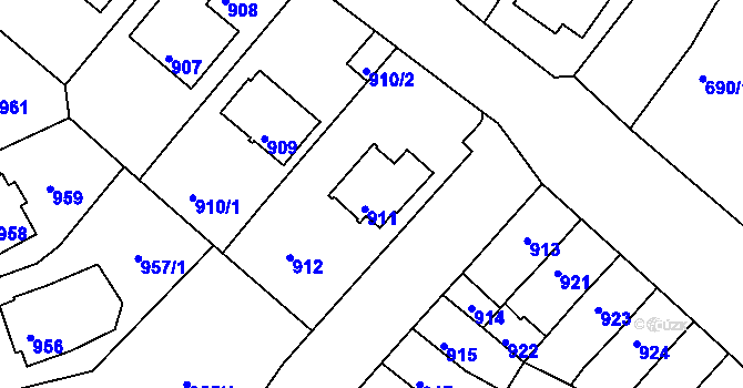 Parcela st. 911 v KÚ Nový Lískovec, Katastrální mapa