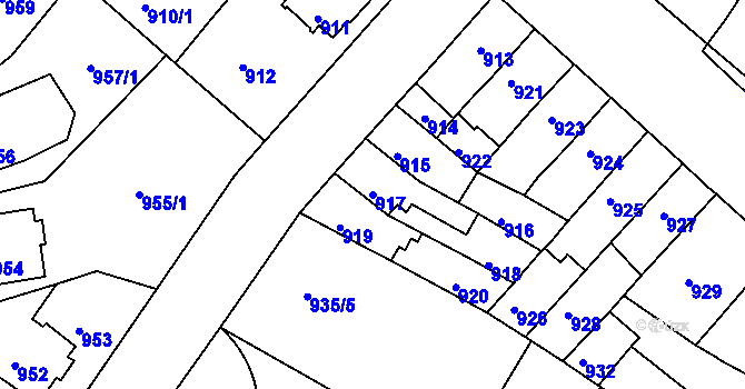 Parcela st. 917 v KÚ Nový Lískovec, Katastrální mapa