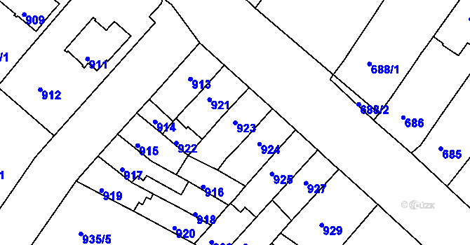 Parcela st. 923 v KÚ Nový Lískovec, Katastrální mapa