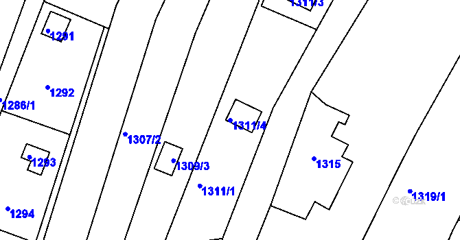 Parcela st. 1311/4 v KÚ Nový Lískovec, Katastrální mapa