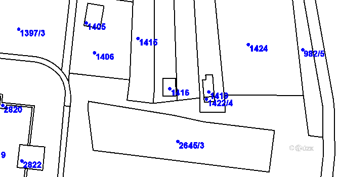 Parcela st. 1416 v KÚ Nový Lískovec, Katastrální mapa