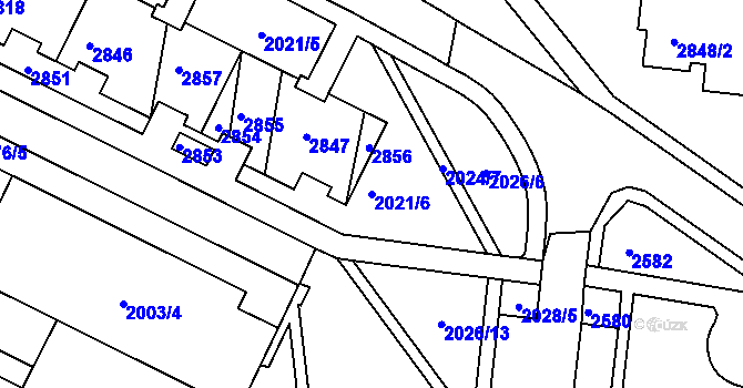 Parcela st. 2021/6 v KÚ Nový Lískovec, Katastrální mapa