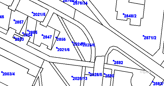 Parcela st. 2026/6 v KÚ Nový Lískovec, Katastrální mapa