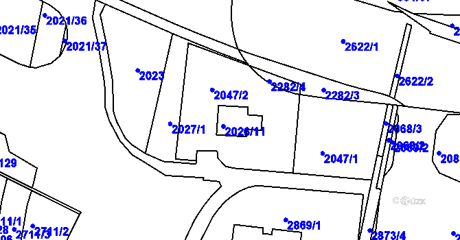 Parcela st. 2026/11 v KÚ Nový Lískovec, Katastrální mapa