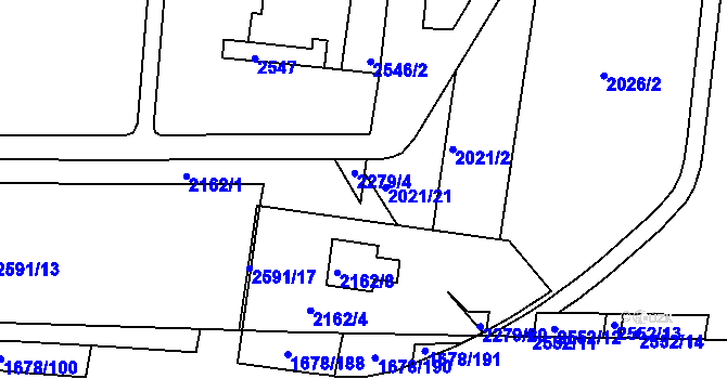 Parcela st. 2279/1 v KÚ Nový Lískovec, Katastrální mapa