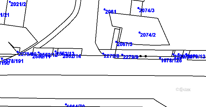 Parcela st. 2279/8 v KÚ Nový Lískovec, Katastrální mapa